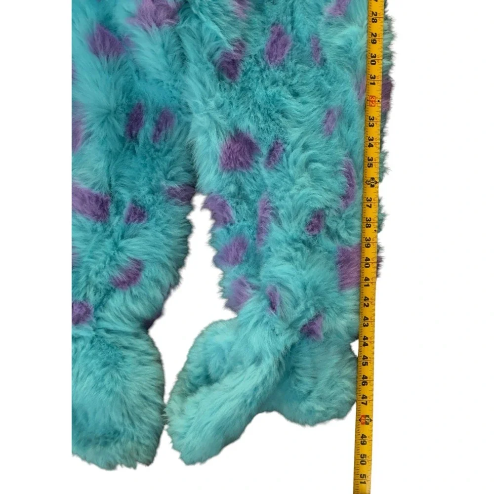 Disney Monsters Inc Sulley Costume Kids Sz 8-10 Plush Hooded Furry Jumpsuit READ
